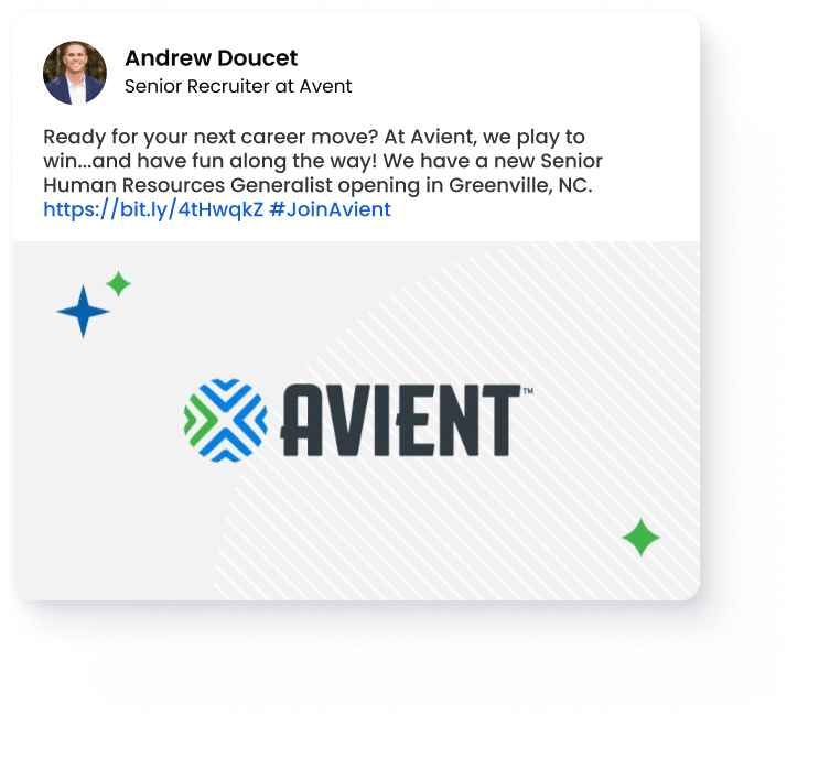 Now hiring at Avient — Powered by social recruiting Recruiter from Avient promoting a Senior Human Resources Generalist job opening on social media